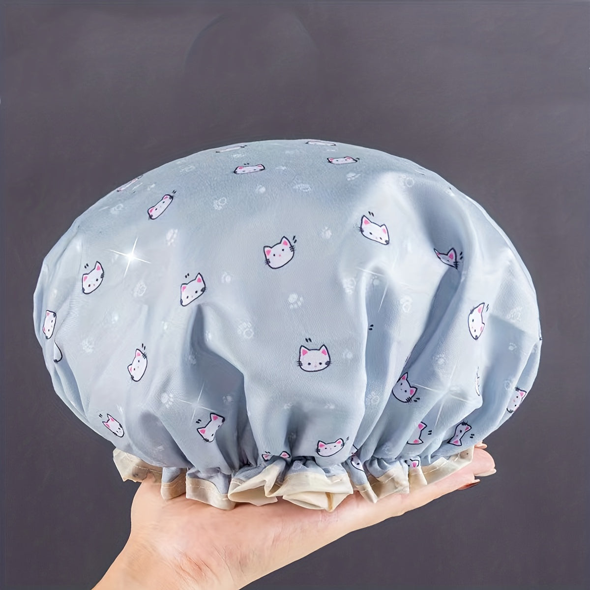 Double-layer Shower Cap Women's Waterproof Bath Cap For Smoke Hair Mask Special Shower Cap
