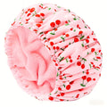 1pc Double-Layer Bath Towel with a Solid Color Lining, Featuring Reusable Plastic Shower Caps with an Elastic Band. Ideal for Women, Ladies' Spa Salons