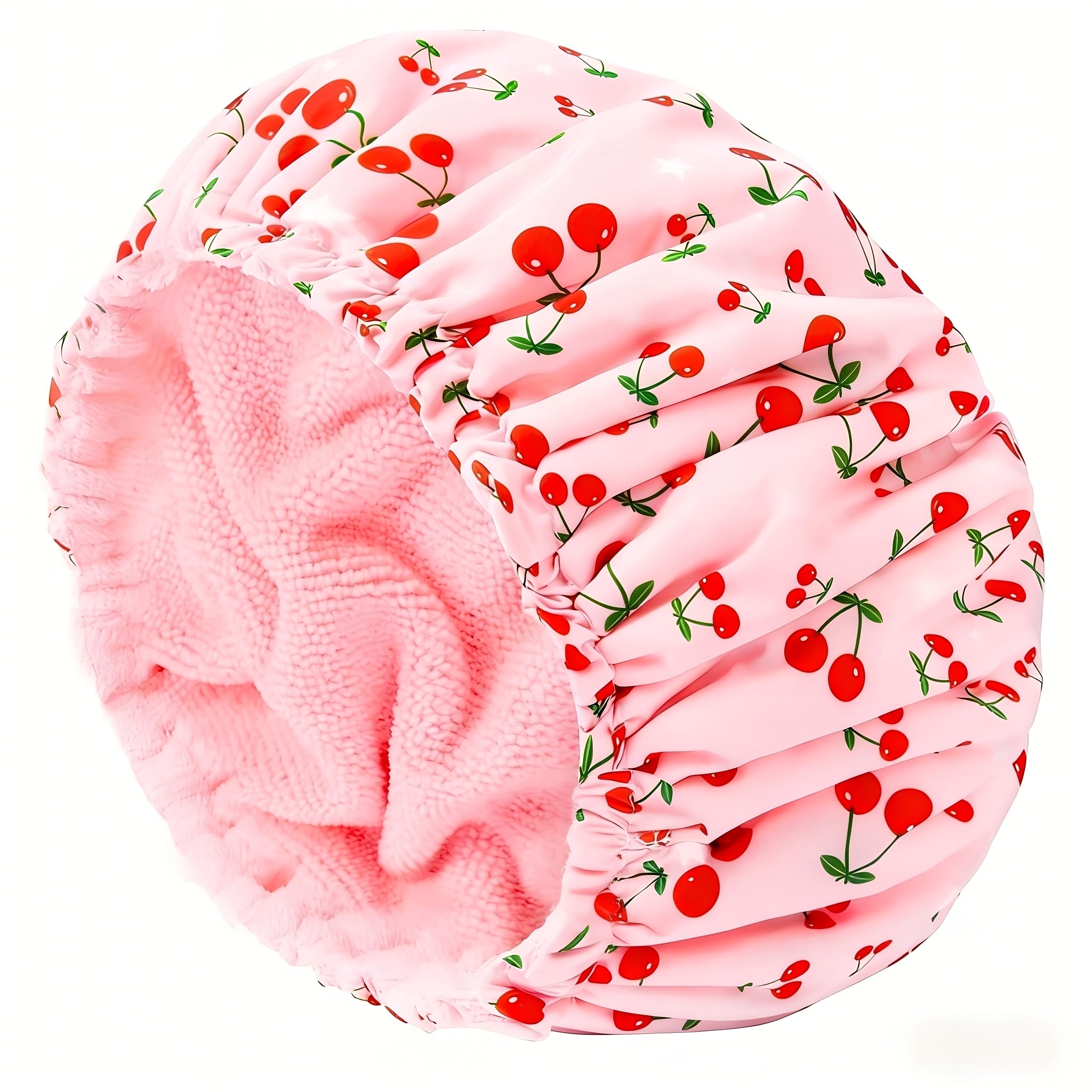 1pc Double-Layer Bath Towel with a Solid Color Lining, Featuring Reusable Plastic Shower Caps with an Elastic Band. Ideal for Women, Ladies' Spa Salons