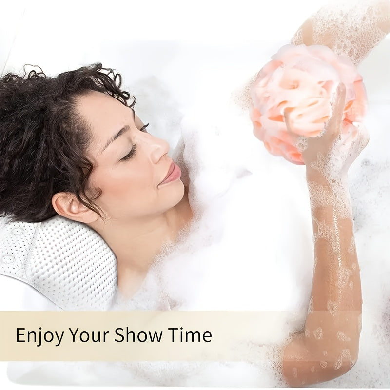 8pcs Soft Loofah Bath Ball, 3D Flower Design, Gentle Exfoliating Bath Sponge, Non-slip Handle, 30-day Replaceable, Unisex, Home Bath Accessories