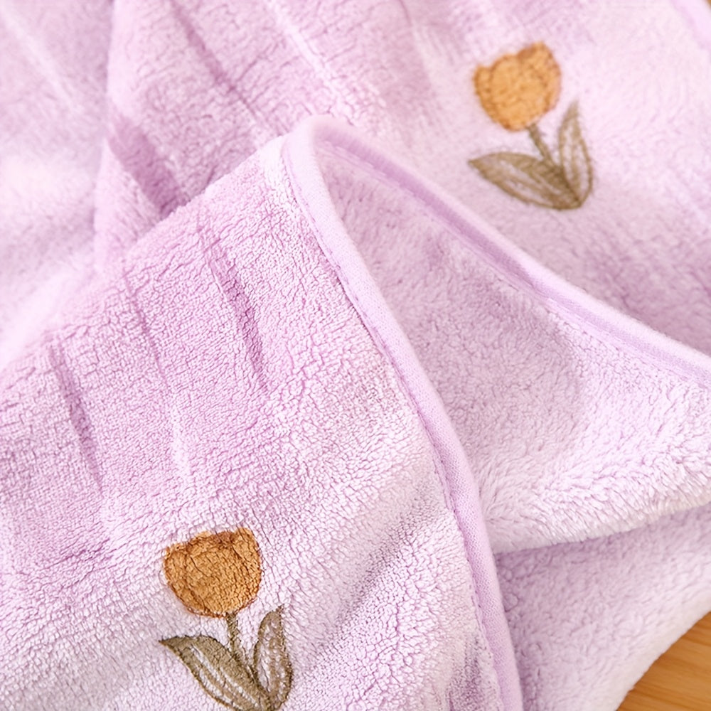 2pcs Set, Flower Adult Bath Towel Set, Spring Tulip Flower Bathroom Towel Set, Coral Fleece Water Absorption, Soft Full Bath Towel Set, Household Hand Towel, Suitable for Hotels, Gifts, SPA Use, Bathroom Additions, New in Spring