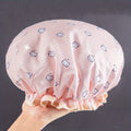 Double-layer Shower Cap Women's Waterproof Bath Cap For Smoke Hair Mask Special Shower Cap