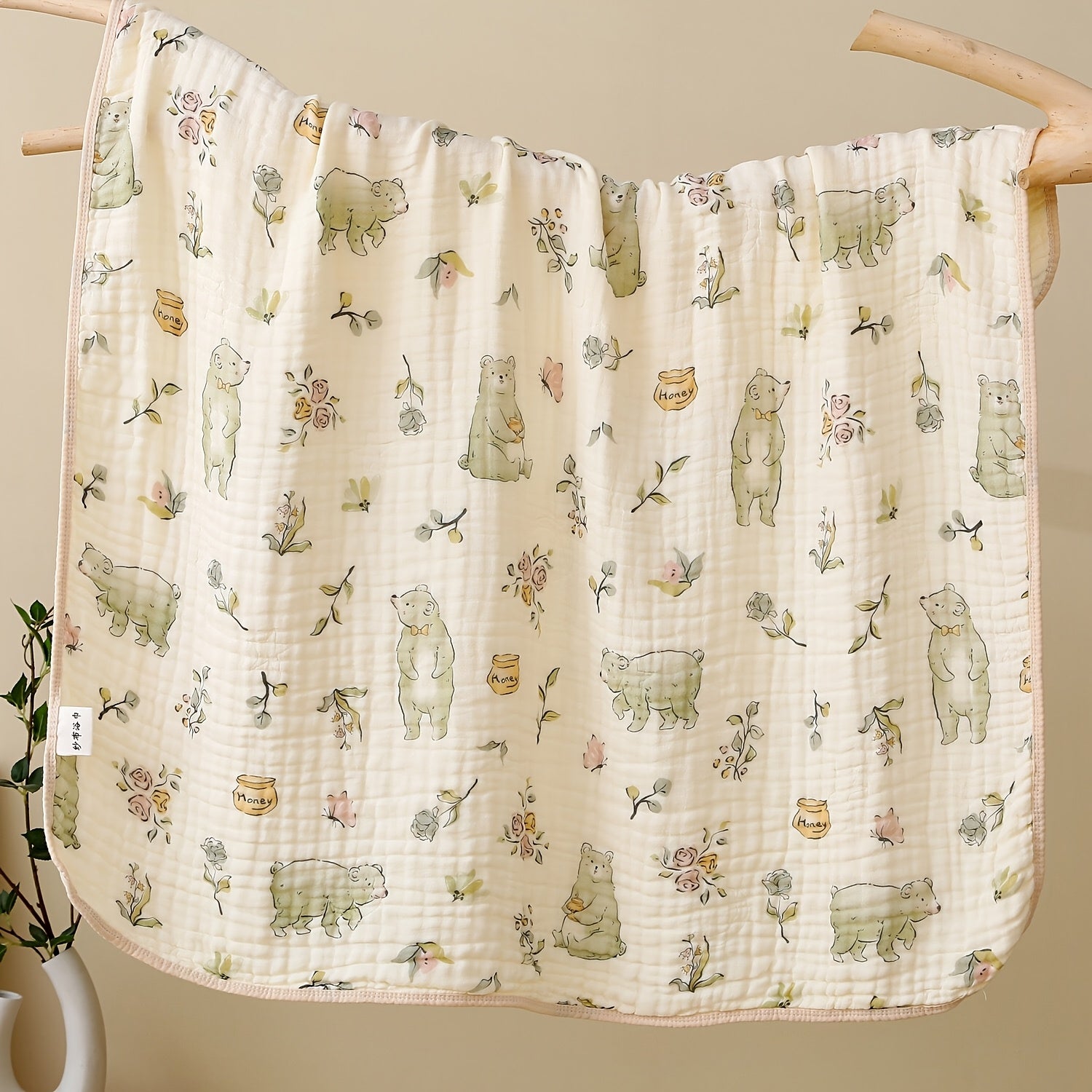 6-Layer Soft Cotton Muslin Towel, Floral And Bunny Print Quick Dry Absorbent Beach Bath Towel for Travel Camping Home, Easter Christmas Holiday Gift