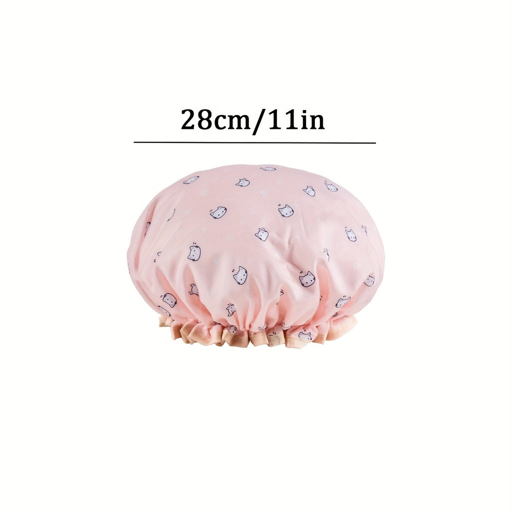 Double-layer Shower Cap Women's Waterproof Bath Cap For Smoke Hair Mask Special Shower Cap