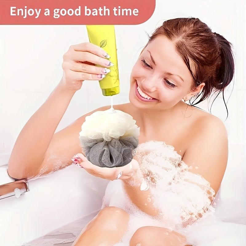 8pcs Soft Loofah Bath Ball, 3D Flower Design, Gentle Exfoliating Bath Sponge, Non-slip Handle, 30-day Replaceable, Unisex, Home Bath Accessories