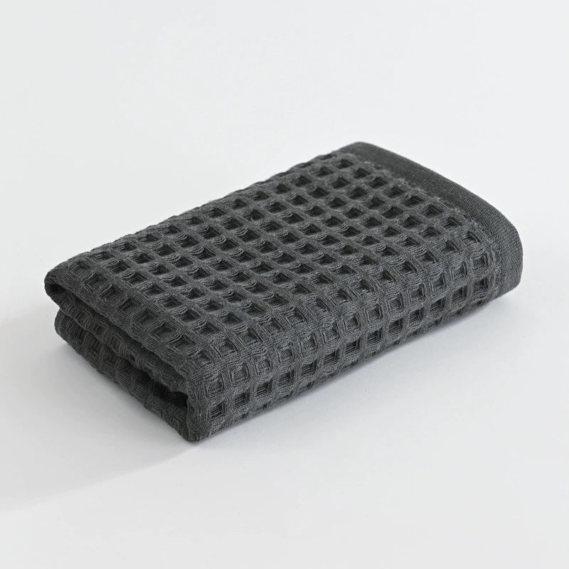 Japanese Minimalist Waffle Weave Hand Towel 35x75cm(13.78x29.53in), Soft Cotton Absorbent Towel, Honeycomb Texture Lint-Free Washcloth, Unisex Quick-Dry Face Cloth