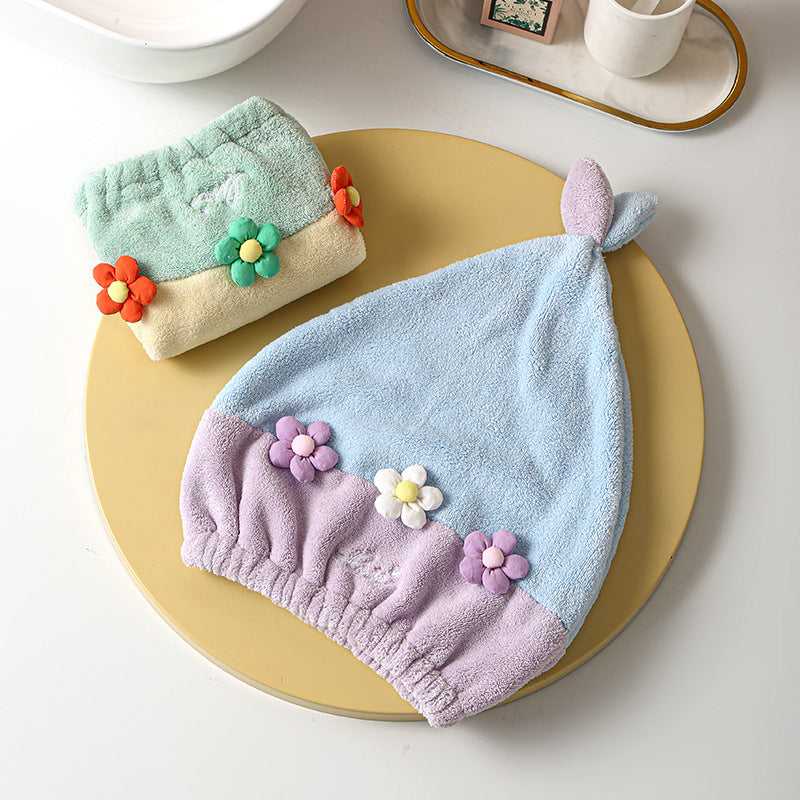 1pc Dry Hair Cap New Coral Fleece Shower Cap Hair Band Female Cute Flower Tube Top Bath Skirt Dry Hair Towel