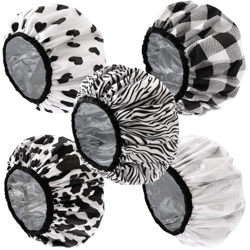 1 Pack for Women, Reusable High-Quality Long Hair Shower Cap, Large Plastic Shower Cap, Flexible Bath Additions, Travel Fume, Washable Black 5pcs
