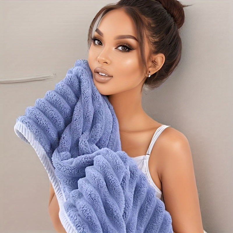 Set of 4 Soft Coral Towels - Fast-Drying Striped Bath And Hand Towels Ideal for Bathroom, Travel, And Camping - Bedspread Hue (No Shedding Or Color Fading) - Modern Rectangular Towels