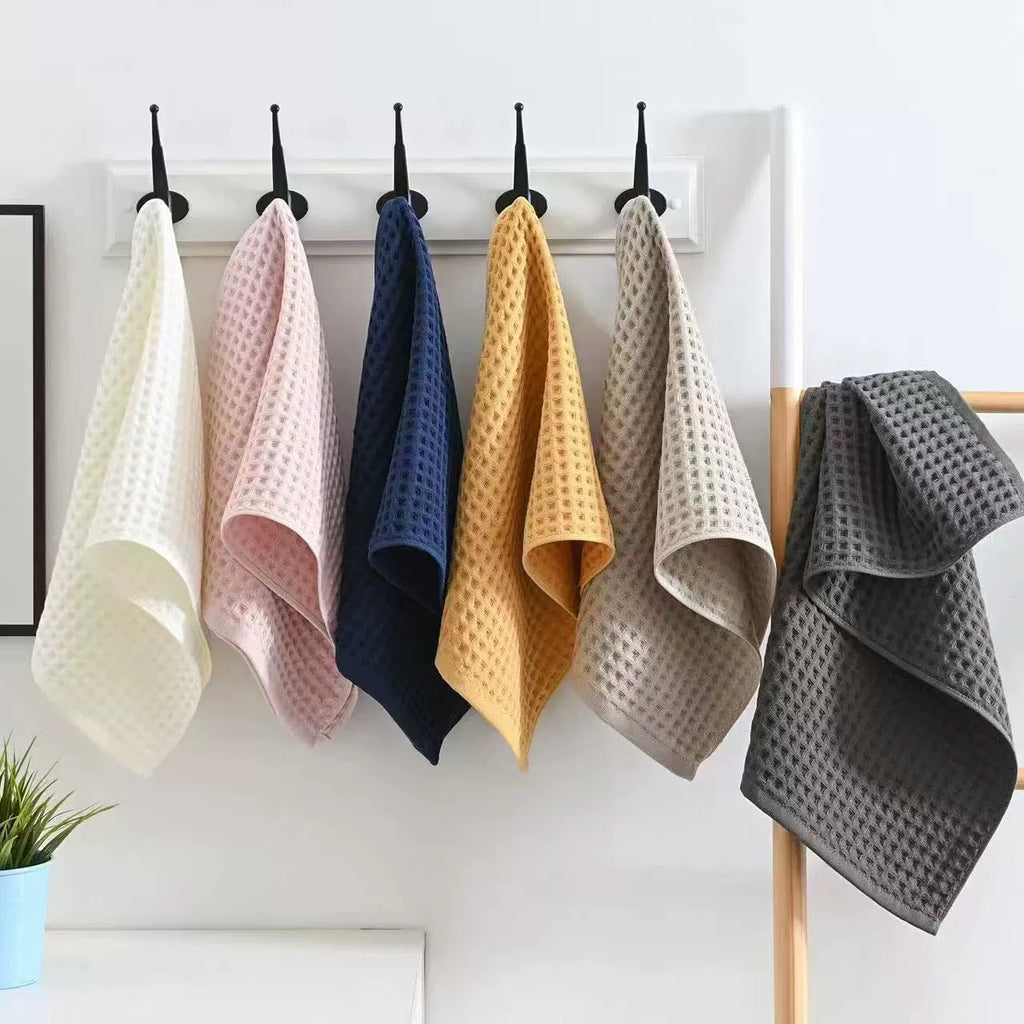 Japanese Minimalist Waffle Weave Hand Towel 35x75cm(13.78x29.53in), Soft Cotton Absorbent Towel, Honeycomb Texture Lint-Free Washcloth, Unisex Quick-Dry Face Cloth