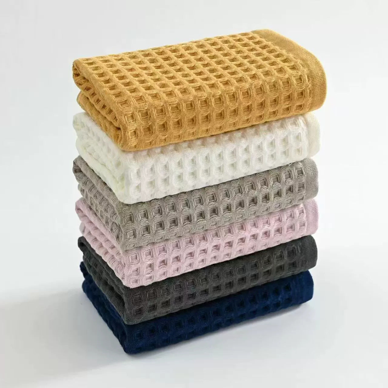 Japanese Minimalist Waffle Weave Hand Towel 35x75cm(13.78x29.53in), Soft Cotton Absorbent Towel, Honeycomb Texture Lint-Free Washcloth, Unisex Quick-Dry Face Cloth